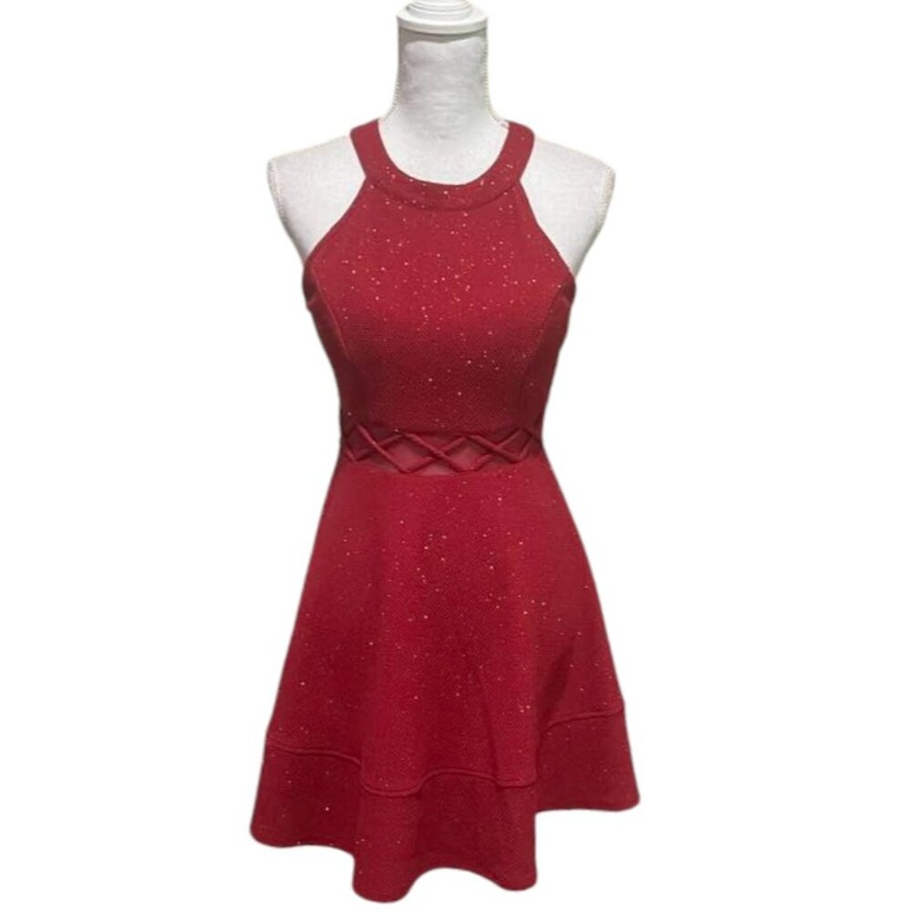 Emerald Sundae A-Line Flirty Sleeveless Mini Holiday Event Party Sequins…